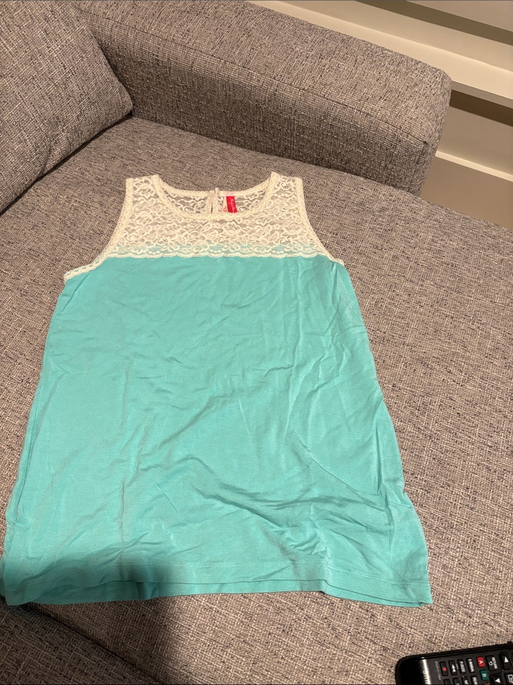 ruby & bloom Aqua Tank with Cream Lace Yoke